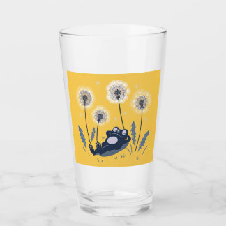 Relaxing Frog Among Dandelions Glass