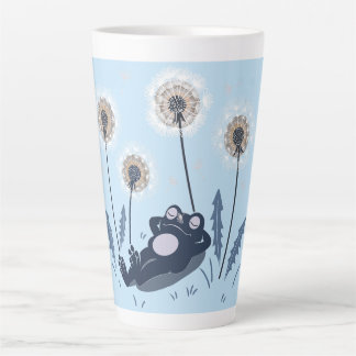 Relaxing Frog Among Dandelions Latte Mug