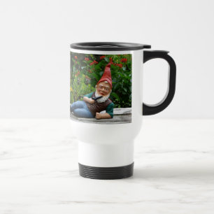 Relaxing Gnome with Santa Cap Travel Mug