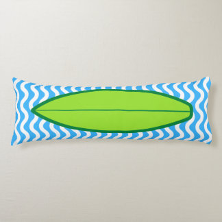 Relaxing Green Blue Waves Surfing Body Pillow