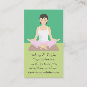 Relaxing Green Mediation Female Yoga Instructor Business Card