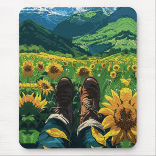 Relaxing in Sunflower Paradise Mouse Mat