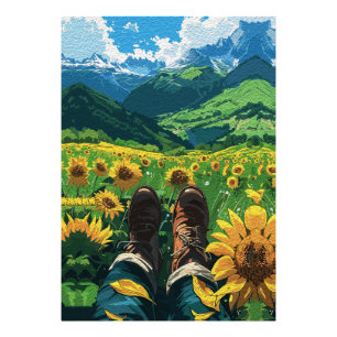 Relaxing in Sunflower Paradise Photo Print