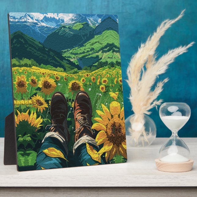 Relaxing in Sunflower Paradise Plaque (Side)