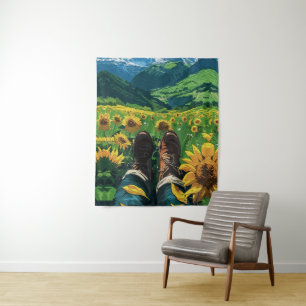 Relaxing in Sunflower Paradise Tapestry