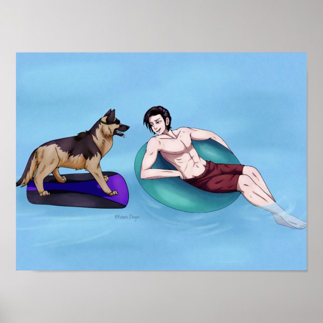 Relaxing in the pool poster (Front)
