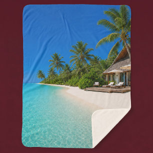 Relaxing Island Beach Sherpa Blanket