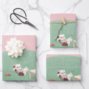 Relaxing Kitten in Living Room Wrapping Paper Sheet