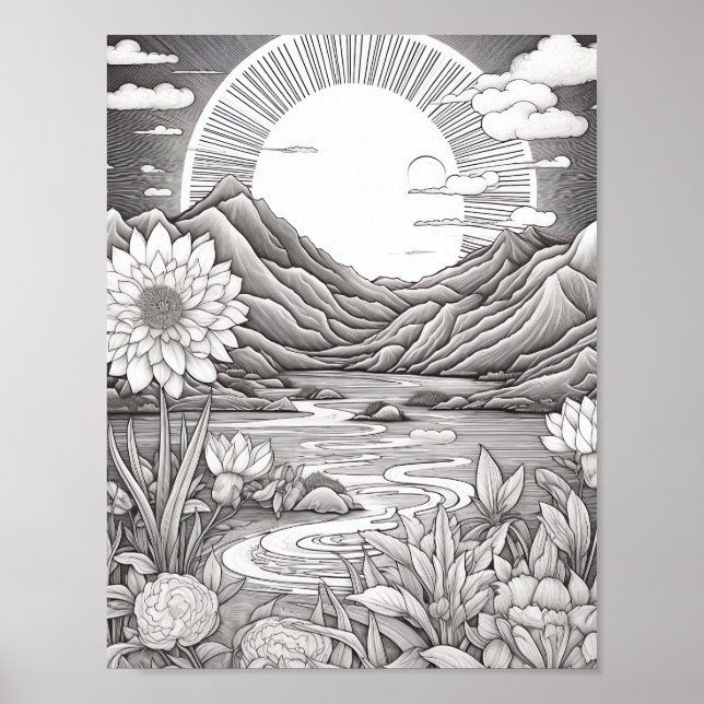 Relaxing Landscape Colouring Poster (Front)