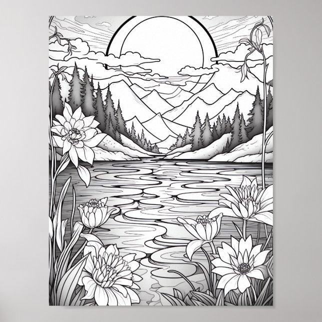 Relaxing Landscape Colouring Poster (Front)