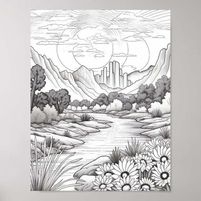 Relaxing Landscape Colouring Poster (Front)