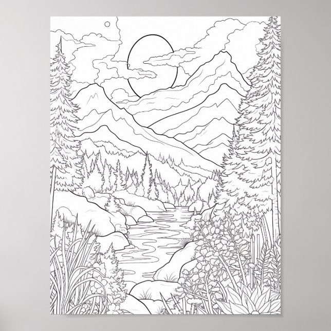 Relaxing Landscape Colouring Poster (Front)