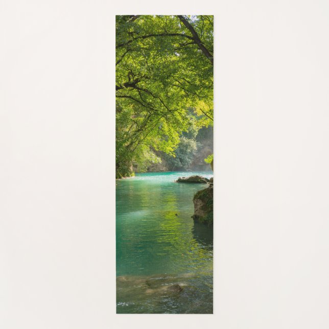 Relaxing landscape with water and trees yoga mat (Front)