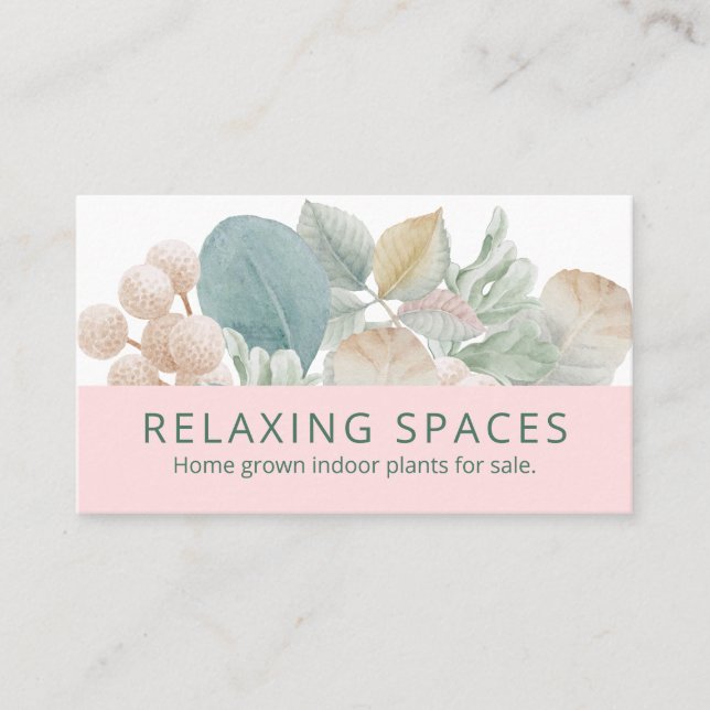 Relaxing Leaves Homegrown Indoor Plant Nursery Business Card (Front)