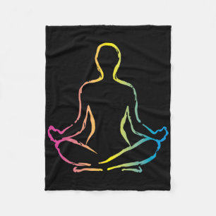 Relaxing Meditation Zen Yoga Sukhasana Pose Design Fleece Blanket