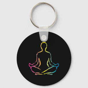 Relaxing Meditation Zen Yoga Sukhasana Pose Design Key Ring