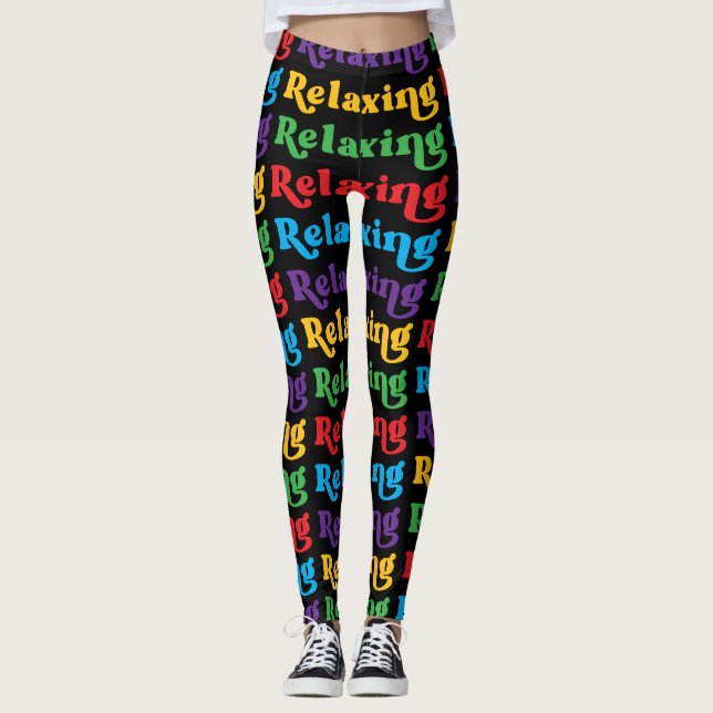 Relaxing, Multi-colour, Retro Leggings (Front)