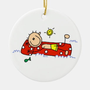 Relaxing on Air Mattress Ceramic Tree Decoration