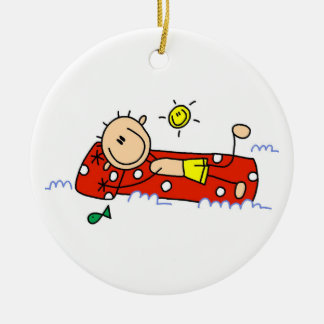 Relaxing on Air Mattress Ceramic Tree Decoration