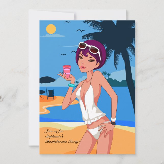 Relaxing On The Beach Bachelorette Party Invitatio Invitation (Front)