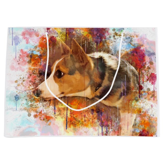 Relaxing Pembroke Welsh Corgi Large Gift Bag (Front)