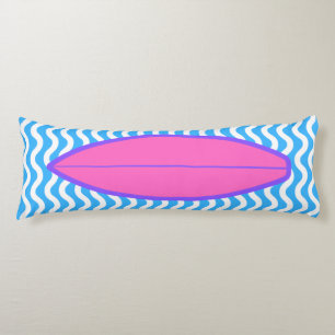 Relaxing Pink Blue Waves Surfing Body Pillow