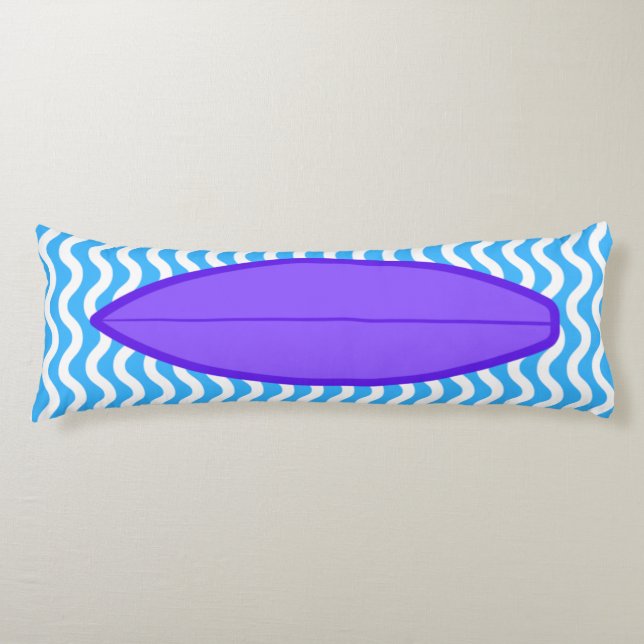 Relaxing Purple Blue Waves Surfing Body Pillow (Front)