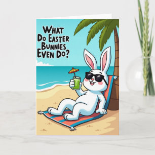 Relaxing Rabbit Beach Vacation Card