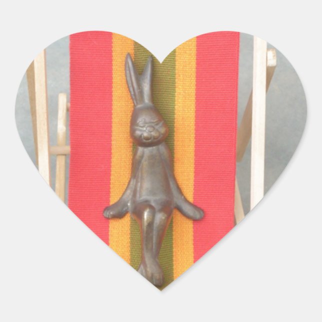 Relaxing Rabbit Vector Artwork Print Design Heart Sticker (Front)