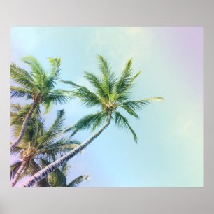 Relaxing Rainbow Color Palm Trees Poster