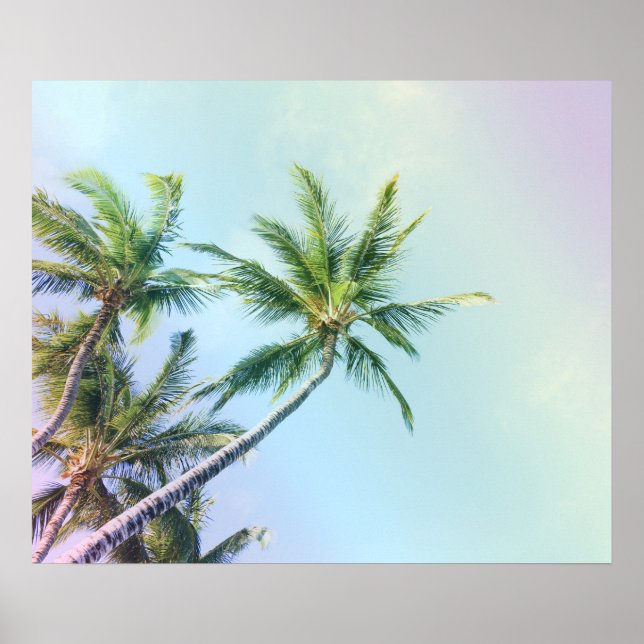 Relaxing Rainbow Color Palm Trees Poster (Front)
