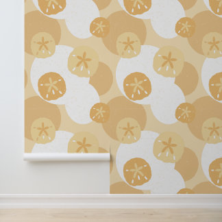 Relaxing Sand Dollar Beach House Pattern Wallpaper