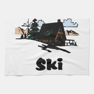 Relaxing Ski Lodge Tea Towel