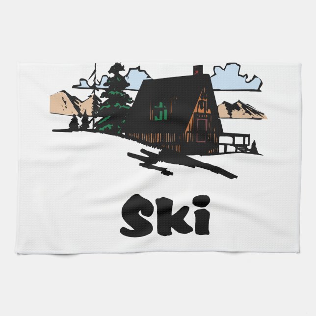 Relaxing Ski Lodge Tea Towel (Horizontal)