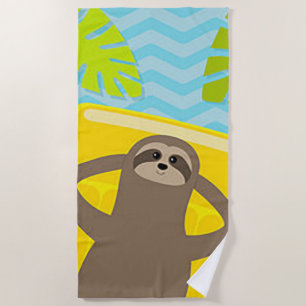 “Relaxing Sloth”  Beach Towel