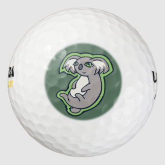 Relaxing Smile Grey Koala Green Drawing Design Golf Balls