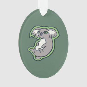 Relaxing Smile Grey Koala Green Drawing Design Ornament