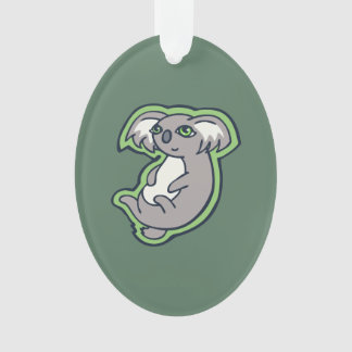 Relaxing Smile Grey Koala Green Drawing Design Ornament