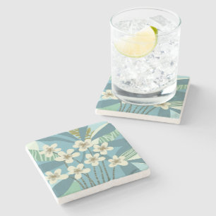 Relaxing Summer Abstract Modern Floral  Stone Coaster