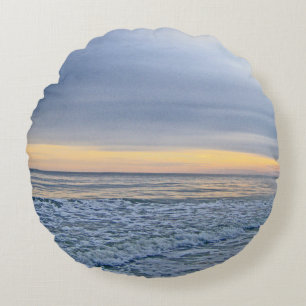 Relaxing Sunset by the Sea Round Cushion