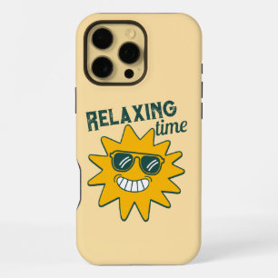 RELAXING time smiling sun with sunglasses iPhone 16 Pro Max Case