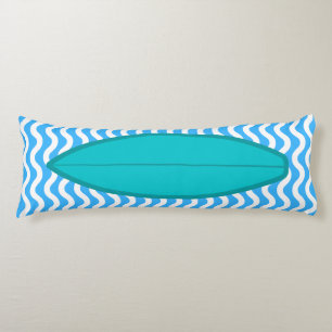 Relaxing Turquoise Blue Waves Surfing Body Pillow