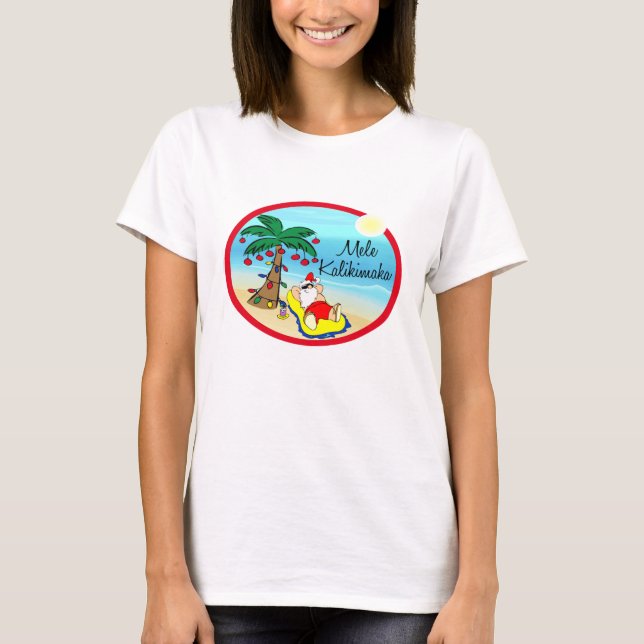 Relaxing under Palm Santa hawaiin Christmas T-Shirt (Front)
