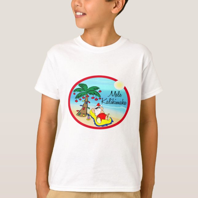 Relaxing under Palm Santa hawaiin Christmas T-Shirt (Front)