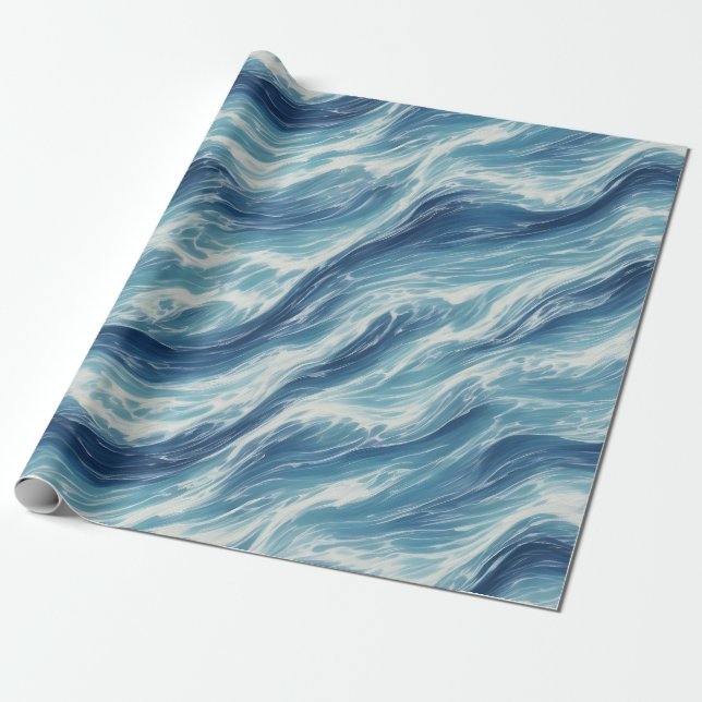 Relaxing Wave Pattern Wrapping Paper (Unrolled)