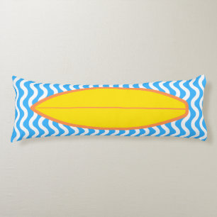 Relaxing Yellow Blue Waves Surfing Body Pillow