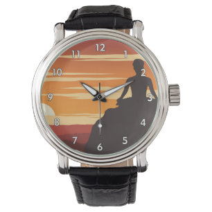 Relaxing Yoga Pose in the Sun Silhouette Watch