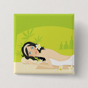 Relaxing Zen Spa Woman Tropical Wellness 15 Cm Square Badge