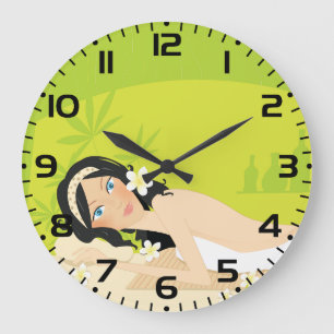 Relaxing Zen Spa Woman Tropical Wellness Large Clock