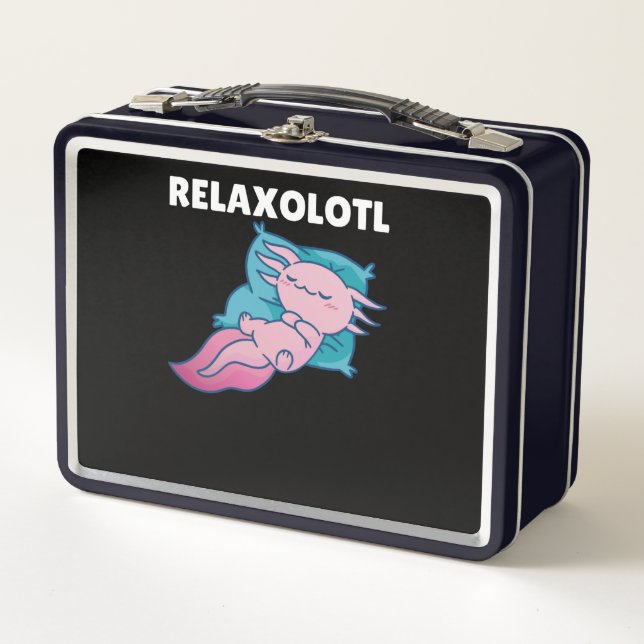 Relaxolotl Axolotl Lovers, Cute Animals Relax Metal Lunch Box (Front)